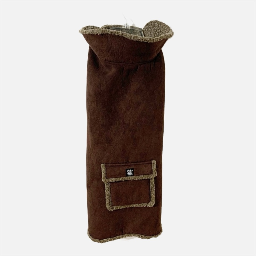 Petrageous Designs Acadia Faux Suede Sherpa Lined Wool Winter Dog Coat Brown 🤎